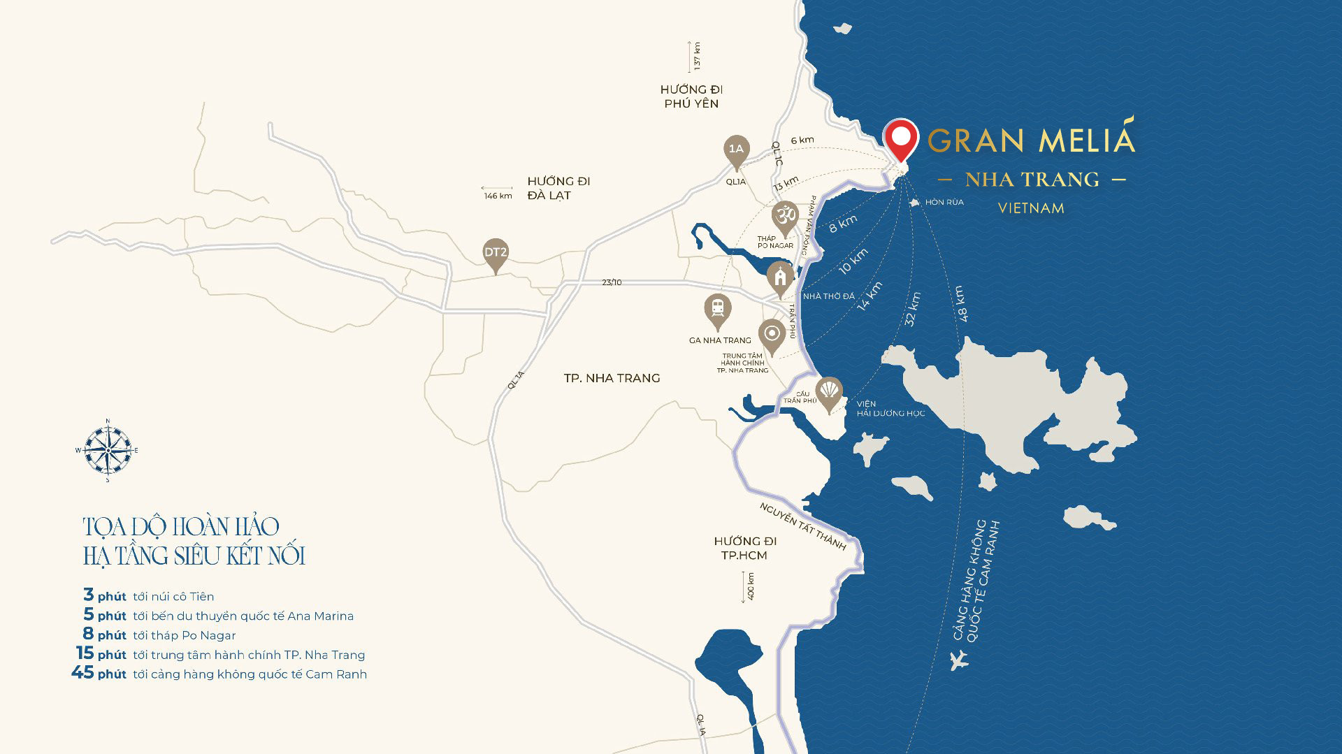 Vị trí biệt thự Gran Melia Nha Trang