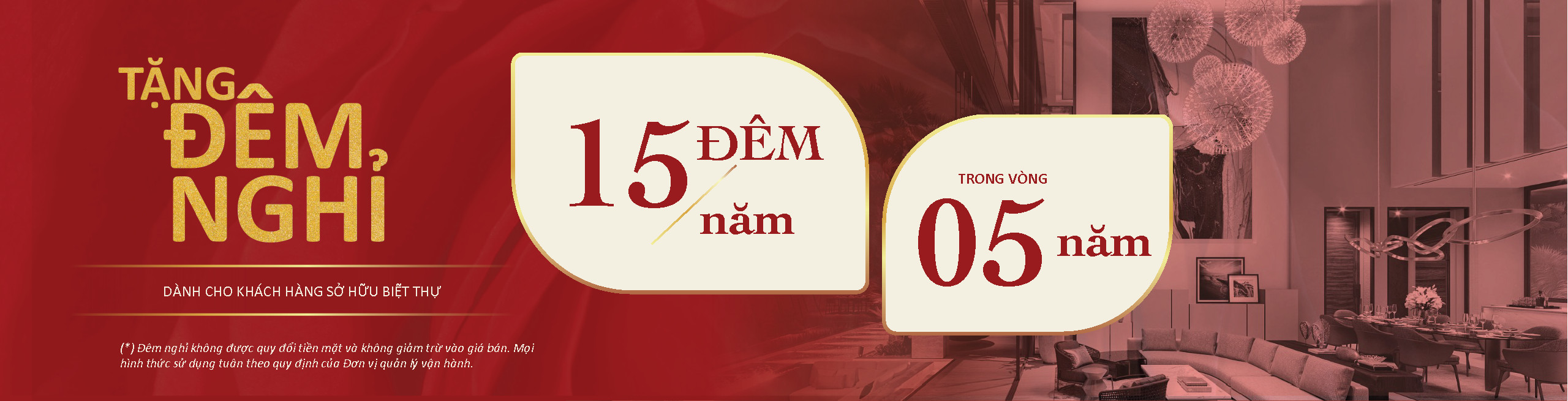 Tặng đêm nghỉ dưỡng tại biệt thự Grand Melia Nha Trang: 15 đêm/năm trong vòng 5 năm